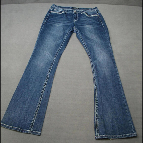 Shyanne Embellished Jeans - Size 32x32 Womens Denim Western Aztec Thick Stitch - Picture 1 of 9